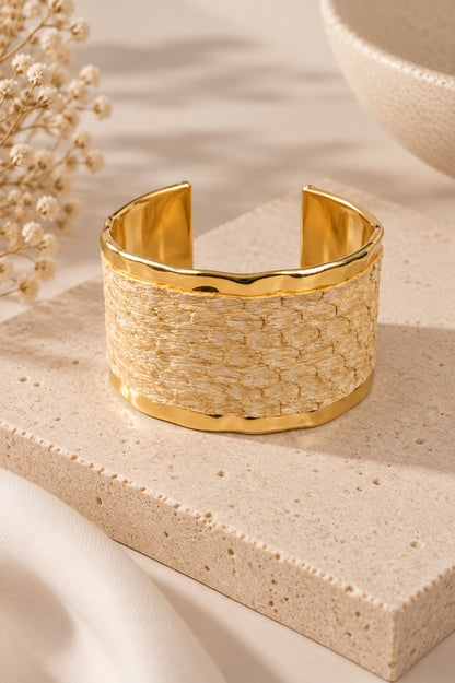 Scarlat SKU 15255 foto 2 | Bracelete Couro de Tilápia Ouro 18k