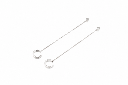Brinco Corrente com Piercing Fake Prata 925