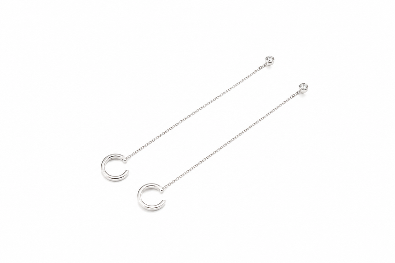 Brinco Corrente com Piercing Fake Prata 925