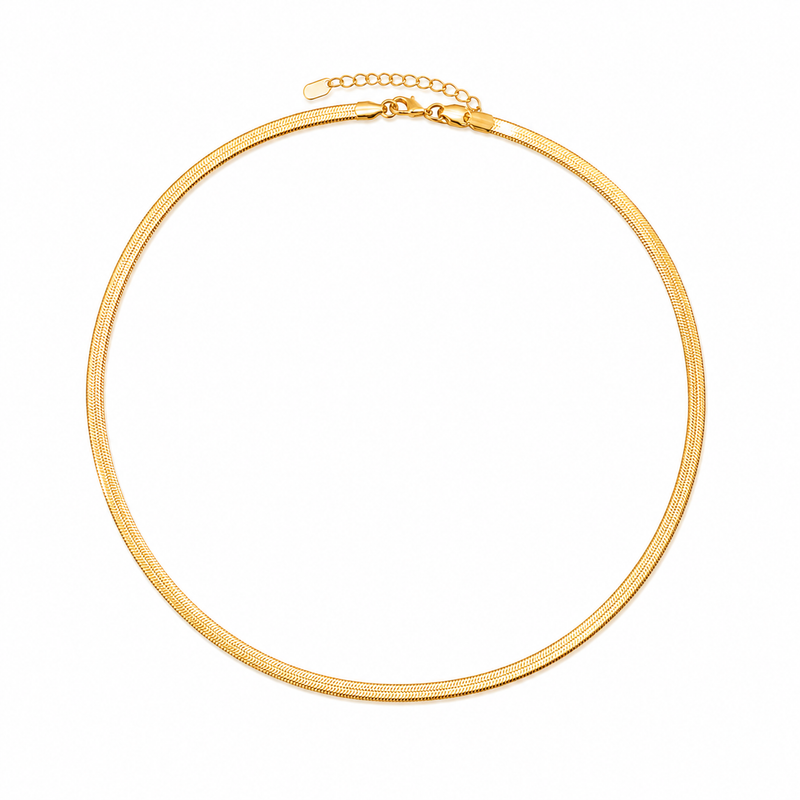 Choker Fita Laminada 4mm Ouro 18k