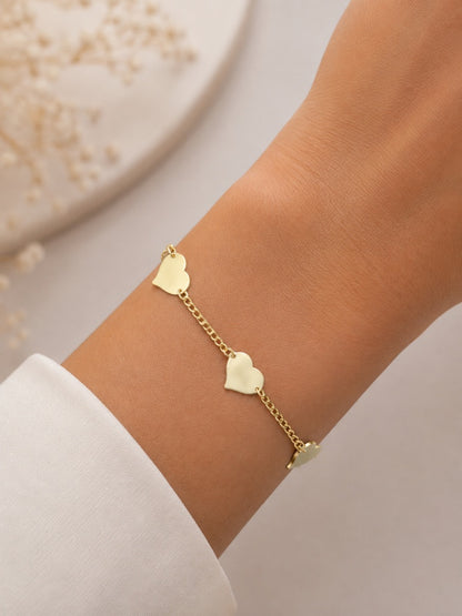 Pulseira Elo Groumet com Coração Chapeado Ouro 18k