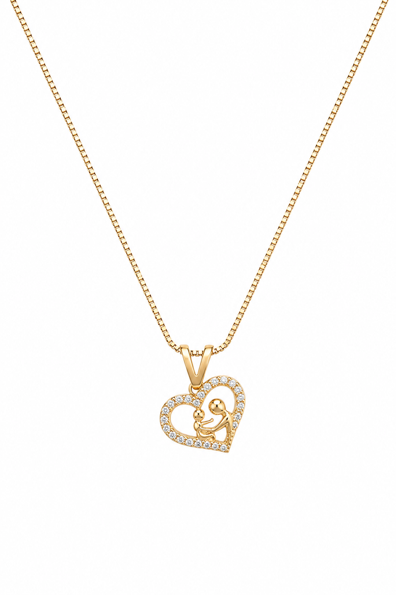 Colar Mãe e Filho Delicado Cravejado Ouro 18k