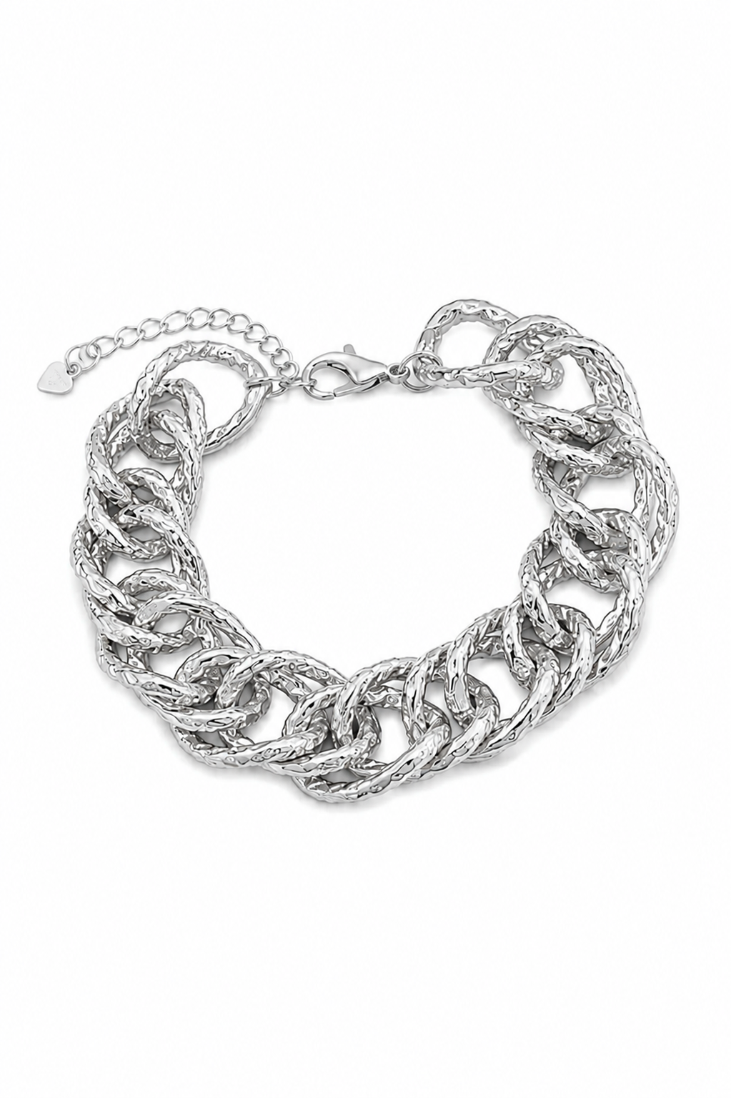Pulseira Elo Trabalhado Ródio Branco