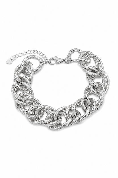 Pulseira Elo Trabalhado Ródio Branco