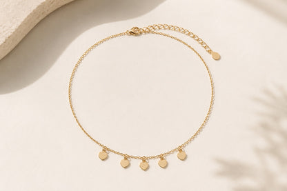 Tornozeleira Cartier Coração Achatado Ouro 18k