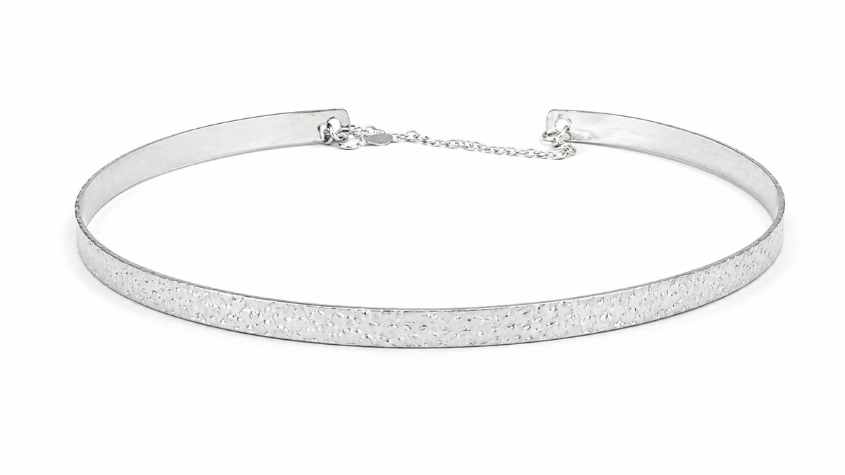 Choker Aro Rígido Pipoca Ródio Branco