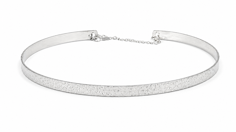 Choker Aro Rígido Pipoca Ródio Branco