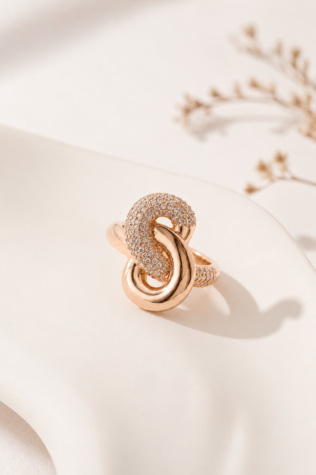 Anel Elo Imperial Cravejado Rose