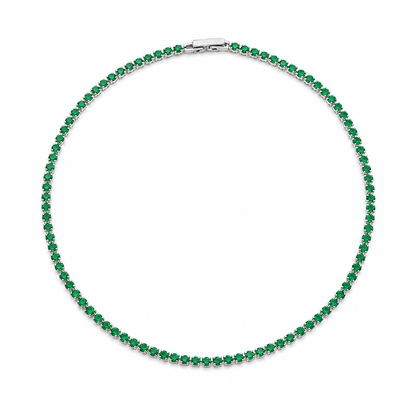 Colar Riviera Esmeralda 2mm Ródio Branco