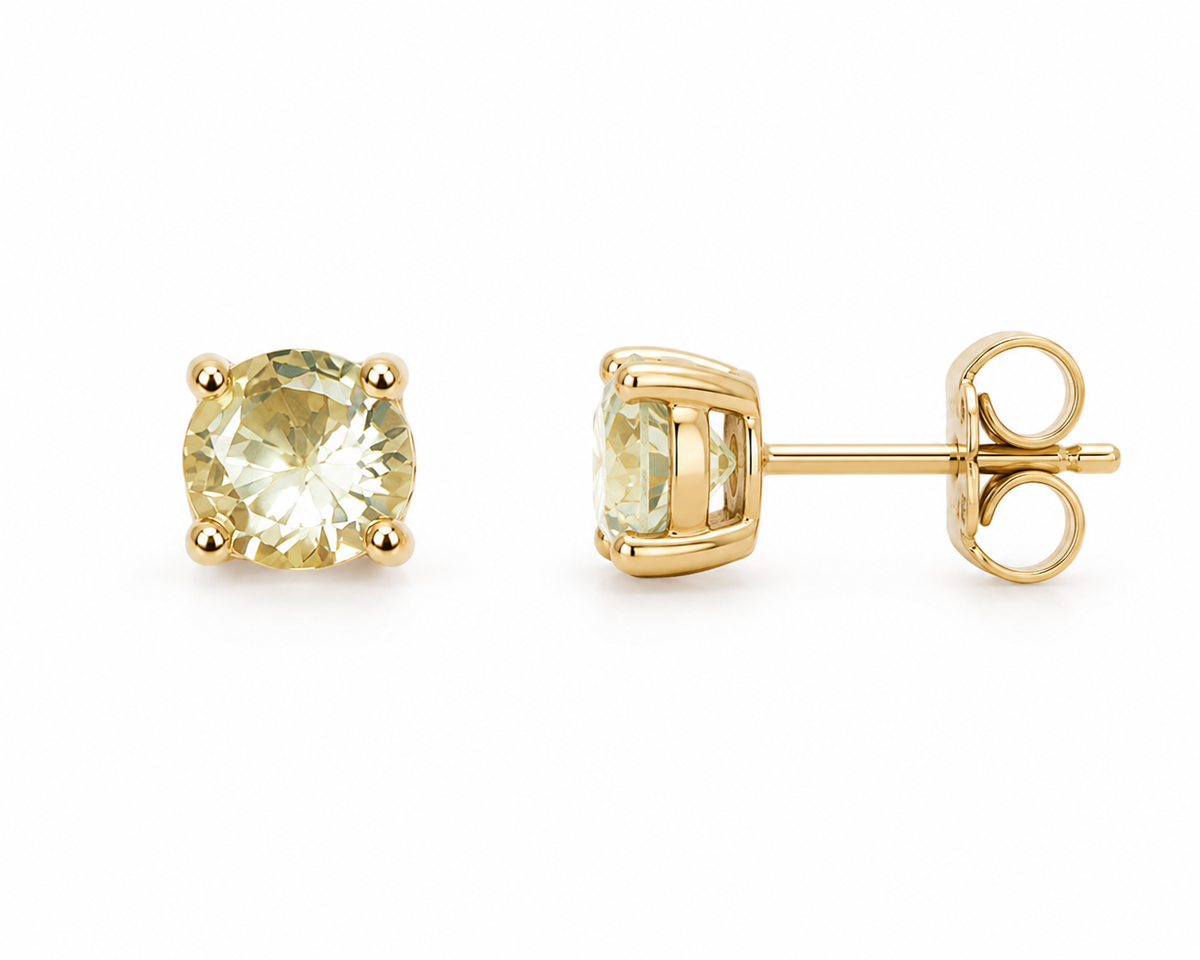 Brinco Ponto de Luz Citrino 5mm Ouro 18k