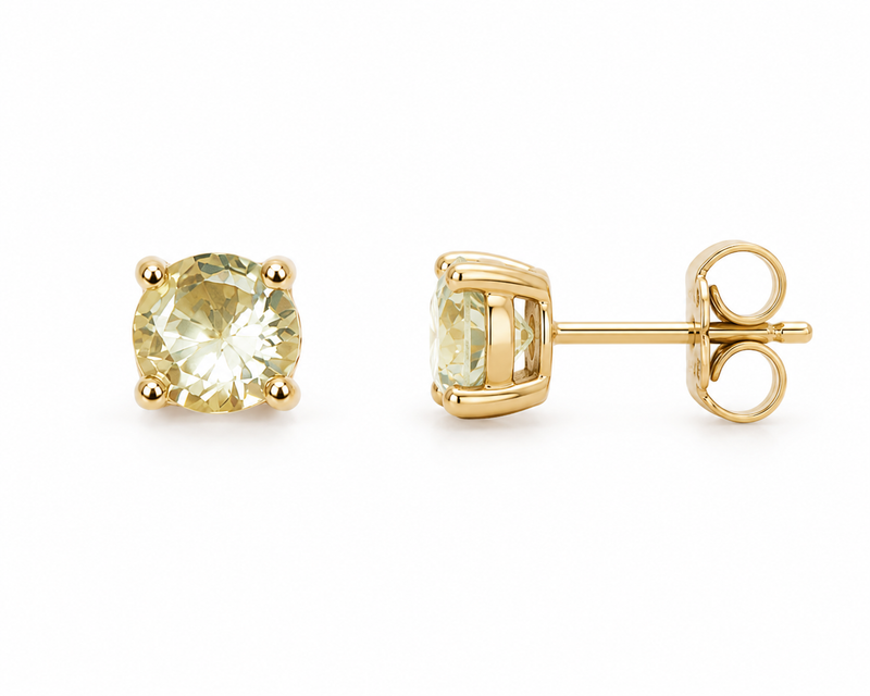 Brinco Ponto de Luz Citrino 5mm Ouro 18k