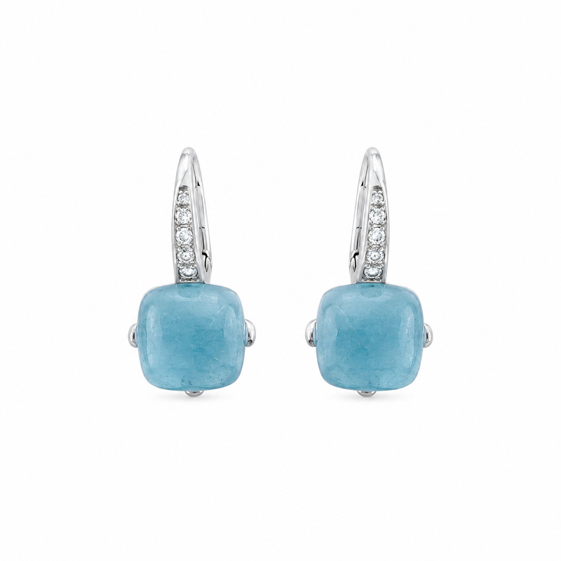 Brinco Argola Aquamarine Natural Prata 925