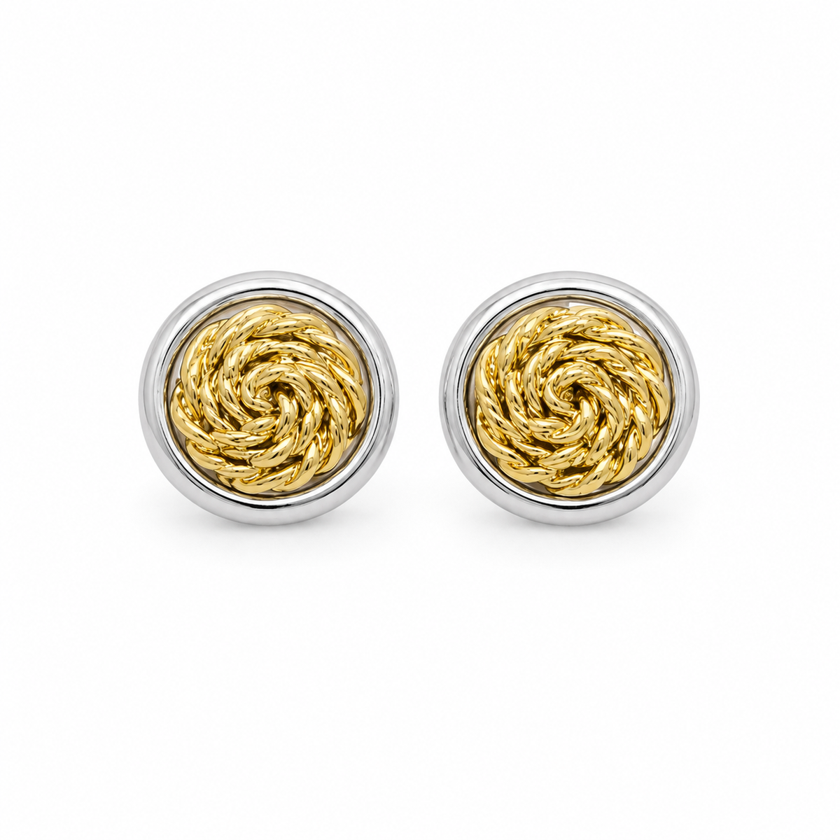 Brinco Redondo Duo Mix de Banho Ouro 18k