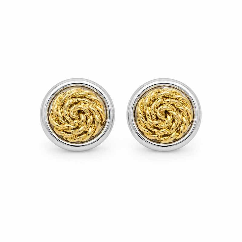 Brinco Redondo Duo Mix de Banho Ouro 18k