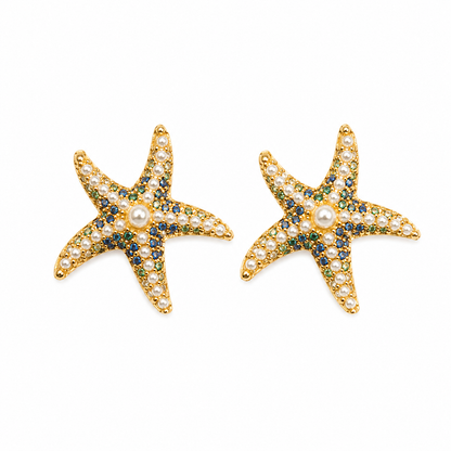 Brinco Ocean Queen Safira Azul Ouro 18k