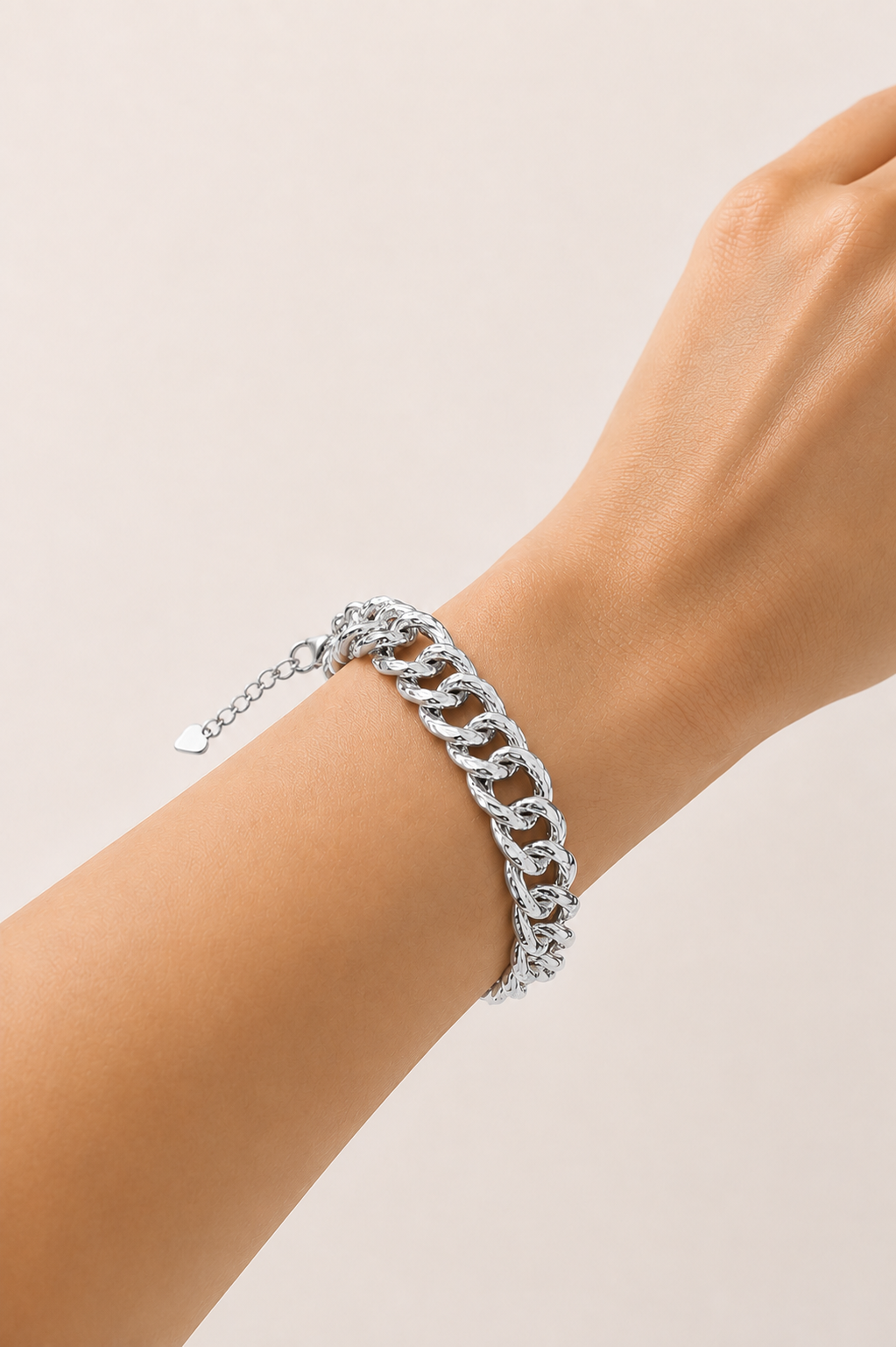 Pulseira Elo Trabalhado Ródio Branco