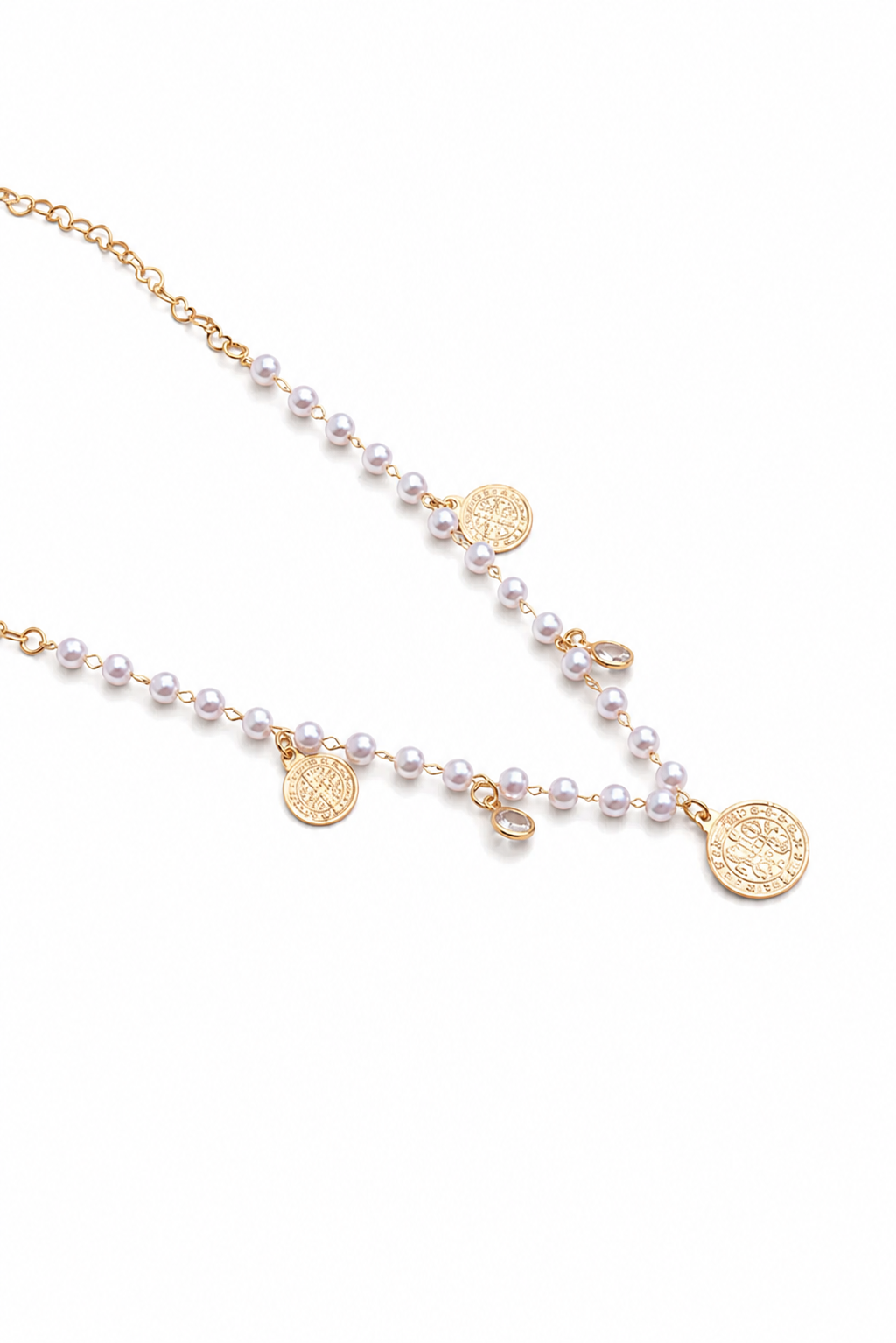 Colar Corações com Pérola São Bento Ouro 18k